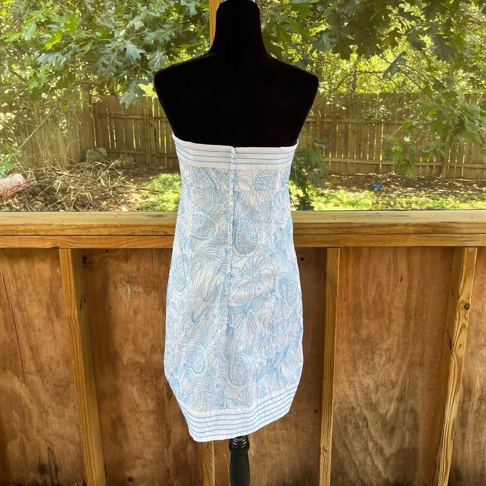 Lilly Pulitzer Women's Bowen Dress Blue & White Strapless Size 8 - Picture 3 of 11